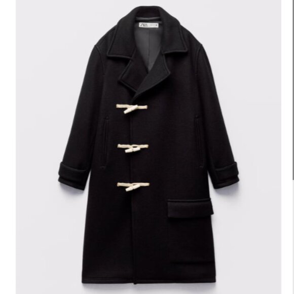 ZARA ZW LIMITED EDITION WOMEN BLACK WOOL TOGGLE COAT SIZE M NWT 349$ - Picture 8 of 12